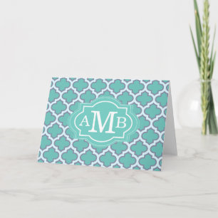 Het elegante Blauwgroen Monogram van de Douane van Notitiekaartje