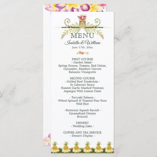 Het elegante Bloemen Tropische Menu van het (Voorkant / Achterkant)