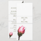 Het elegante bloemenhuwelijksroze nam toe kaart (Voorkant / Achterkant)