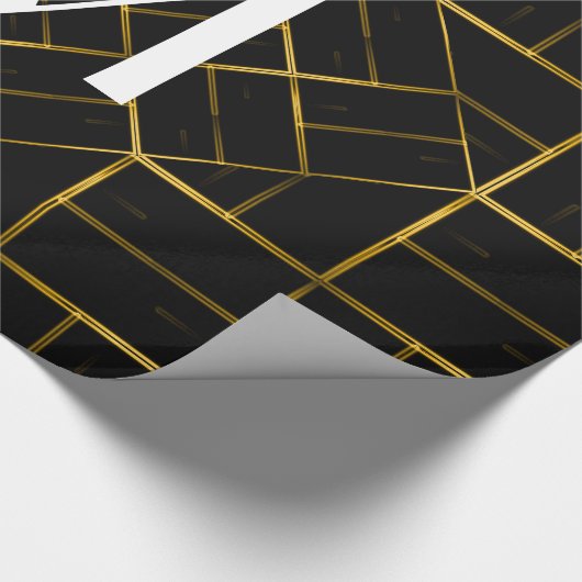 Het elegante Geometrische Gouden Monogram van het Cadeaupapier (Hoek)