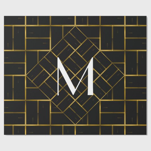 Het elegante Geometrische Gouden Monogram van het Cadeaupapier (Vlak)