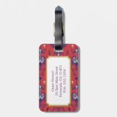 Het elegante girly rode monogram van het ikat bagagelabel (Achterkant verticaal)