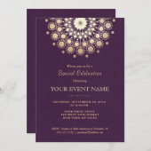 Het elegante Gouden Paarse Linnen van het Motief Kaart (Voorkant / Achterkant)