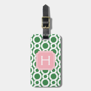 Het elegante groene Marokkaanse monogram van het Bagagelabel