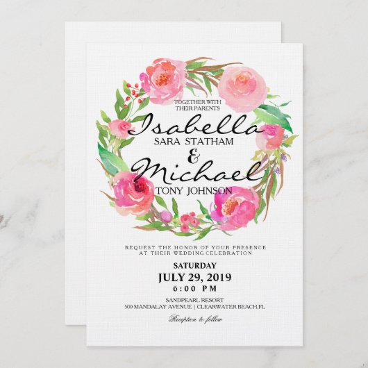 Het elegante Huwelijk Invitation7 van de Kroon van Kaart (Voorkant / Achterkant)