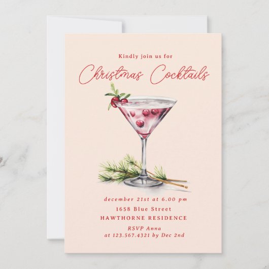 Het elegante kerstfeest van de cocktail kaart (Voorkant)