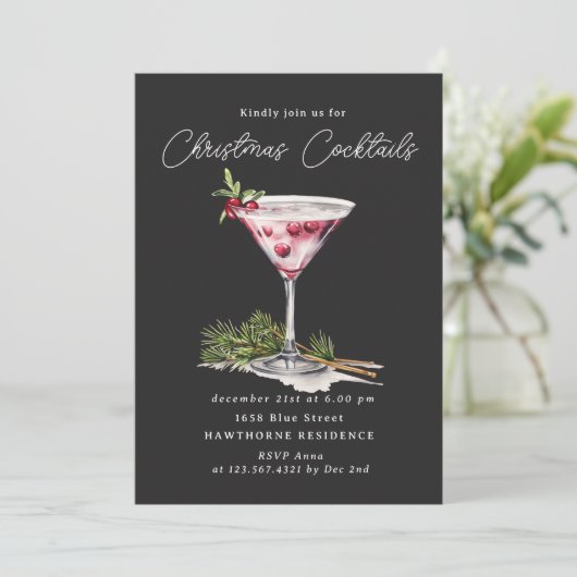 Het elegante kerstfeest van de cocktail kaart (Staand voorkant)