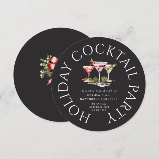 Het elegante kerstfeest van de cocktail kaart (Voorkant / Achterkant)