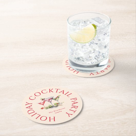 Het elegante kerstfeest van de cocktail ronde kartonnen onderzetter (Insitu)