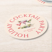 Het elegante kerstfeest van de cocktail ronde kartonnen onderzetter (Gebogen)