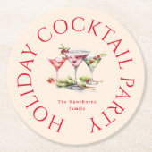Het elegante kerstfeest van de cocktail ronde kartonnen onderzetter (Voorkant)