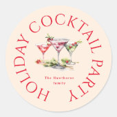 Het elegante kerstfeest van de cocktail ronde sticker (Voorkant)