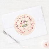 Het elegante kerstfeest van de cocktail ronde sticker (Envelop)