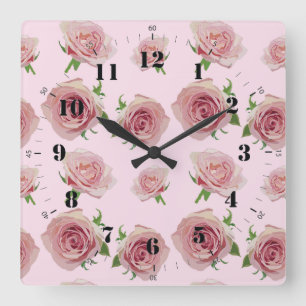 Het elegante klassieke roze patroon van de vierkante klok