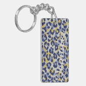 Het elegante kleurrijke blauwe gele monogram van sleutelhanger (Voorkant Links)