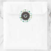 Het elegante kleurrijke groene monogram van het ronde sticker (Tas)