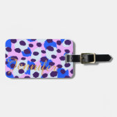 Het elegante kleurrijke roze blauwe monogram van bagagelabel (Voorkant horizontaal)