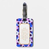 Het elegante kleurrijke roze blauwe monogram van bagagelabel (Achterkant verticaal)