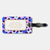 Het elegante kleurrijke roze blauwe monogram van bagagelabel (Achterkant horizontaal)
