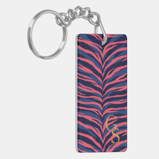 Het elegante kleurrijke roze monogram van de sleutelhanger (Voorkant Links)