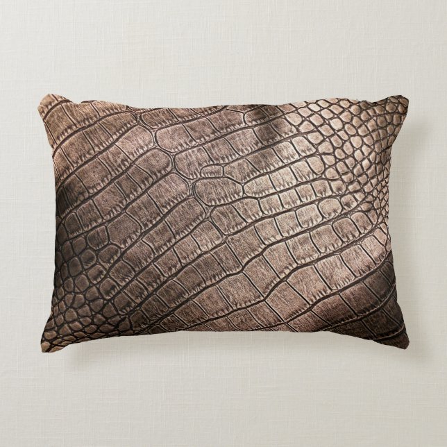 Het elegante lederpatroon sluit dicht. accent kussen (Voorkant)