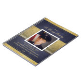 Het elegante Marineblauwe & Gouden HerdenkingsBoek Notitieboek (Linkerzijde)