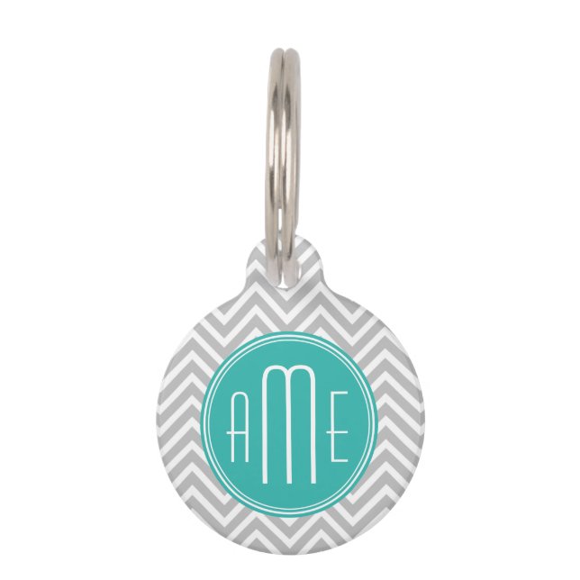 Het elegante Moderne Grijze Monogram van de Huisdierpenning (Voorkant)