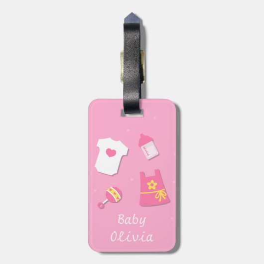 Het elegante Moderne Roze Bagagelabel van het (Achterkant verticaal)