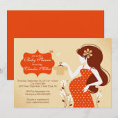 Het elegante Moderne Zwangere Baby shower van het Kaart (Voorkant / Achterkant)