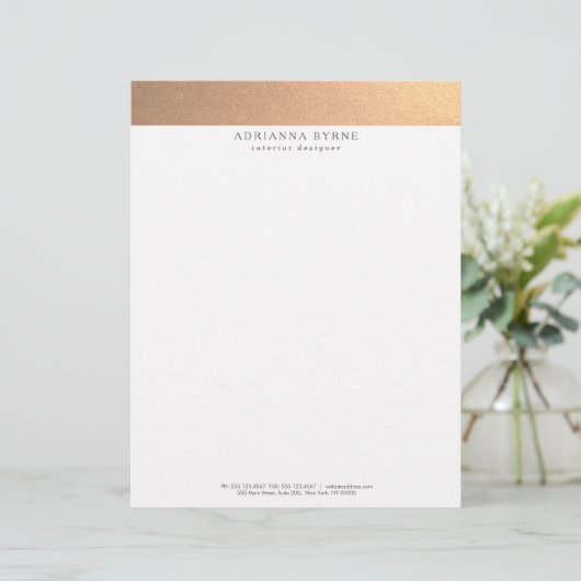 Het elegante Modieuze Goud van het Koper Faux Custom Briefhoofd (Staand voorkant)