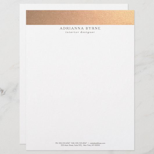 Het elegante Modieuze Goud van het Koper Faux Custom Briefhoofd (Voorkant / Achterkant)