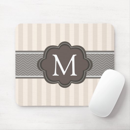 Het elegante Monogram van de Douane van de Strepen Muismat (Met muis)