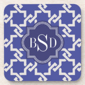 Het elegante monogram van het indigo met elkaar onderzetter (Voorkant)