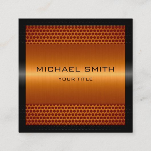 Het Elegante Oranje Roestvrije Metaal van de Vierkante Visitekaartje (Voorkant)