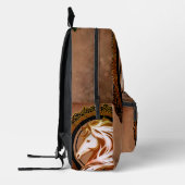 Het elegante paardenhoofd versierd met bloemen. bedrukte rugzak (Links)