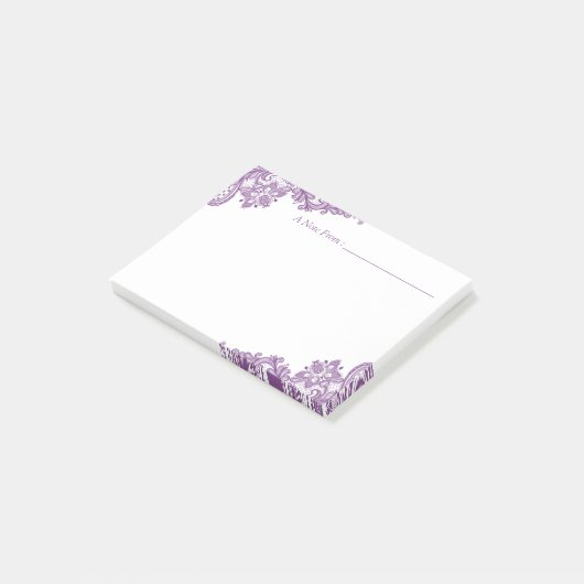 Het elegante Paarse BloemenKant van de Lavendel Post-it® Notes (Schuin)