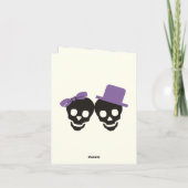 Het elegante paarse huwelijk van schedelsHalloween Bedankkaart (Achterkant)