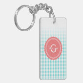 het elegante preppy turkooise monogram van het sleutelhanger (Voorkant Links)