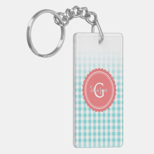 het elegante preppy turkooise monogram van het sleutelhanger (Voorkant Links)