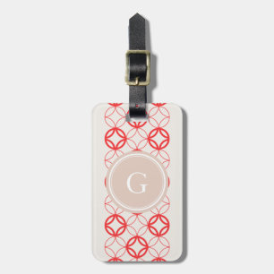 Het elegante rode Marokkaanse monogram van het Bagagelabel