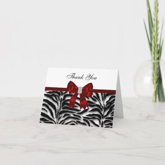 Het elegante Rode Zebra dankt u Bedankkaart (Voorkant)