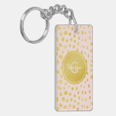 Het elegante roze fauxgoud schittert het monogram sleutelhanger (Voorkant Links)