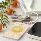 Het elegante roze fauxgoud schittert het monogram sleutelhanger (Voorkant Rechts)