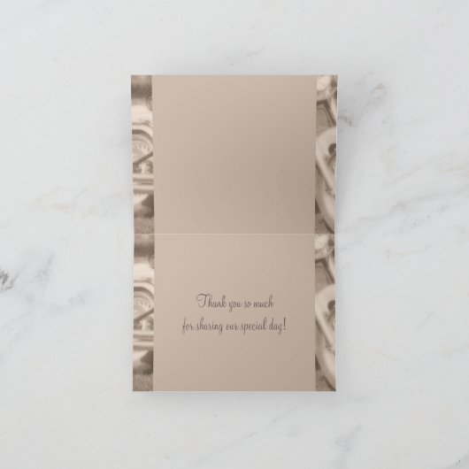 Het elegante Sepia Huwelijk van de Fietser dankt u Bedankkaart (Binnen)