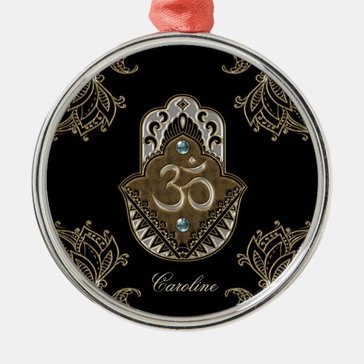 Het elegante teken Ohm. Metalen Ornament (Voorkant)