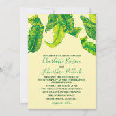 Het elegante Tropische Huwelijk van Bladgouden Kaart (Voorkant)