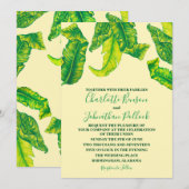 Het elegante Tropische Huwelijk van Bladgouden Kaart (Voorkant / Achterkant)