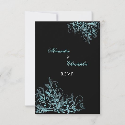 Het elegante Turkooise Huwelijk RSVP van Kaartje (Voorkant)