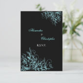 Het elegante Turkooise Huwelijk RSVP van Kaartje (Staand voorkant)