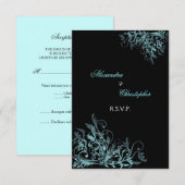 Het elegante Turkooise Huwelijk RSVP van Kaartje (Voorkant / Achterkant)